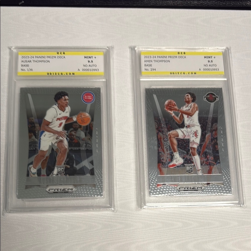 Panini Prizm Thompson Brothers Basketball Cards - Silver and White